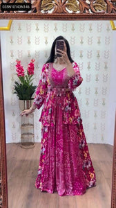 TRENDBUY Chinon Floral Embroidered Lehenga Set with Shrug for Women