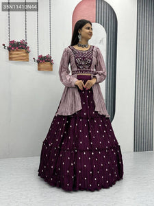 TRENDBUY Chinon Lehenga Choli Set with Khatali Handwork & Sequence Embroidery