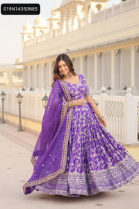 TRENDBUY Designer Dyeable Viscose Jacquard Lehenga Choli Set with Sequins Embroidery