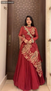 TRENDBUY Designer Georgette Embroidered Lehenga Choli Set with Shrug