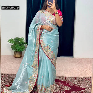 TRENDBUY Designer Jimichu Silk Saree with Heavy Multi-Sequence Embroidery