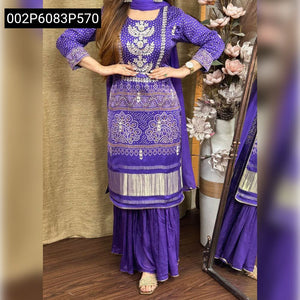 TRENDBUY Elegant Bandhani Chinon Kurta Set with Dupatta & Sharara