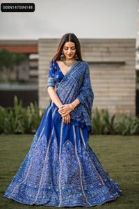 TRENDBUY Elegant Blue Bandhani Lehenga Choli for Navratri & Festive Wear