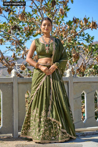 TRENDBUY Elegant Chinon Embroidered Lehenga Choli Set with Zari & Can-Can