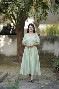 TRENDBUY Elegant Chinon Flared Kurti with Handwork Pleating