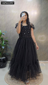 TRENDBUY Elegant Embellished Net Gown for Parties