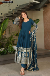 TRENDBUY Elegant Fox Georgette Anarkali Gown Set with Sequin & Embroidery