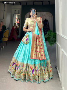 TRENDBUY Elegant Jacquard Silk Paithani Lehenga Choli with Zari Weaving