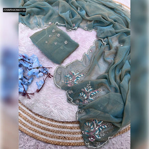 TRENDBUY Elegant NC Chiffon Two-Tone Saree with Intricate Khatli Handwork Blouse