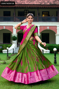 TRENDBUY Elegant Shibori Print Dola Silk Lehenga Choli Set with Zari Border