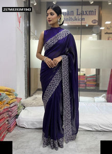TRENDBUY Elegant Space Silk Saree with Contrast Fancy Embroidery Pallu for Festive Occasions