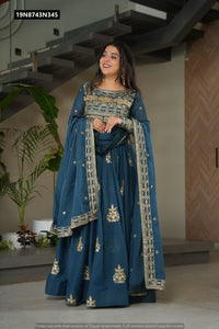 TRENDBUY Embroidered Chinnon Gown & Dupatta Set