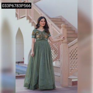 TRENDBUY Embroidered Crunchy Fabric Gown with Koti Jacket