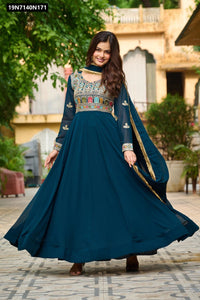 TRENDBUY Embroidered Faux Blooming Gown & Dupatta Set