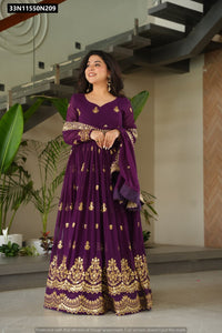 TRENDBUY Embroidered Faux Blooming Gown with Dupatta Set