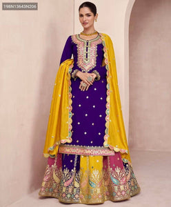 TRENDBUY Embroidered Faux Georgette Kurti Lehenga Set with Dupatta | Party Wear Ethnic Gown