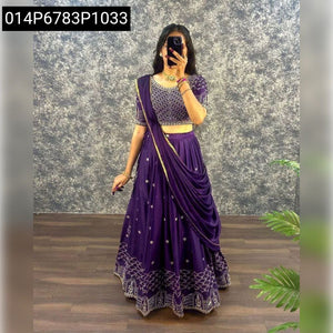 TRENDBUY Embroidered Faux Georgette Lehenga Choli with Dupatta