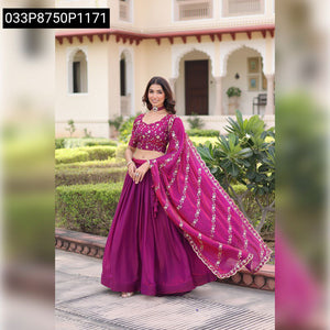 TRENDBUY Embroidered Fendi Silk Lehenga Choli Set with Dupatta