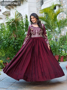 TRENDBUY Embroidered Fendy Silk Anarkali Gown & Dupatta Set