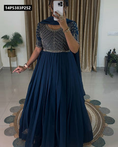 TRENDBUY Embroidered Georgette Anarkali Gown with Dupatta