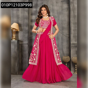 TRENDBUY Embroidered Lehenga Choli Set with Detachable Coat
