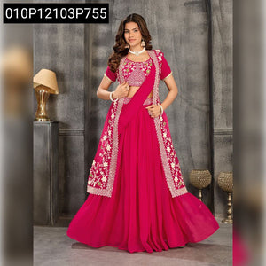 TRENDBUY Embroidered Lehenga Choli with Sequence Net Jacket Set