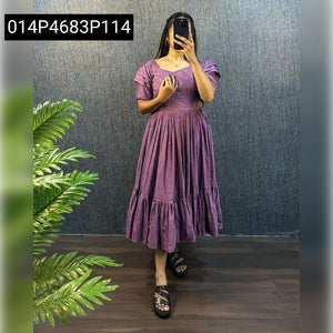 TRENDBUY Embroidered Mal Cottan Gown with Tiered Hem
