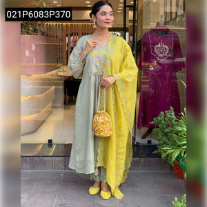 TRENDBUY Embroidered Parampara Silk Kurta Set with Organza Dupatta