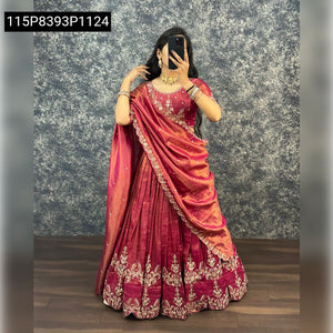 TRENDBUY Embroidered South Tissue Lehenga Blouse Duppta Set