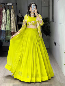 TRENDBUY Ethnic Georgette Lehenga Choli with Printed Koti Jacket