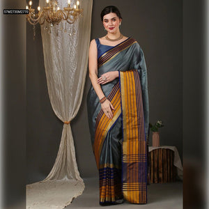 TRENDBUY Exquisite Art Cotton Silk Zari Pallu Saree with Jhalar Border