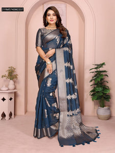 TRENDBUY Exquisite Organza Silk Banarasi Saree with Archival Butta Weave & Blouse