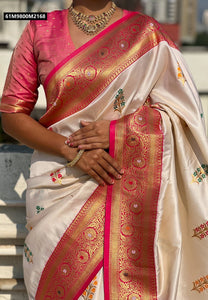 TRENDBUY Exquisite Soft Silk Saree with Meenakari Butta & Zari Border
