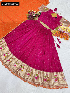 TRENDBUY Exquisite Viscose Dola Silk Lehenga Choli with Sequins Embroidery & Chinnon Dupatta