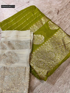 TRENDBUY Exquisite Viscose Georgette Saree with Zari Weave & Contrast Blouse