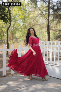 TRENDBUY Faux Blooming Beads Embroidered Tiered Gown