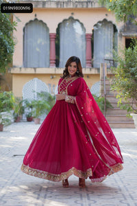 TRENDBUY Faux Blooming Georgette Sequins Embroidered Gown with Dupatta for Women - Festive & Party Wear Ethnic Dress