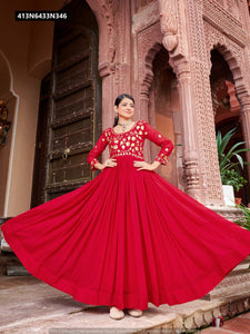 TRENDBUY Faux Blooming Zari-Sequins Embroidered Designer Gown