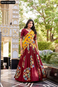 TRENDBUY Festive Printed Tasar Silk Lehenga Choli for Women | Celebration Wear