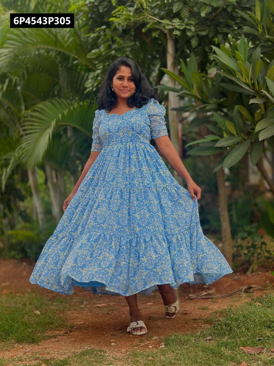 knee length dresses for ladies TRENDBUY Fox Georgette Floral Midi Dress