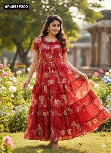 TRENDBUY Floral Georgette Maxi Dress - Chic & Flattering