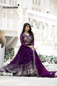 TRENDBUY Fox Georgette Embroidered Sequin Lehenga Choli with Dupatta Set