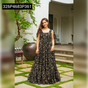 TRENDBUY Fox Georgette Floral Sleeveless Flared Maxi Dress