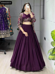 TRENDBUY Georgette Foil Printed Koti Lehenga Choli Set for Women | Festive Ethnic Wear