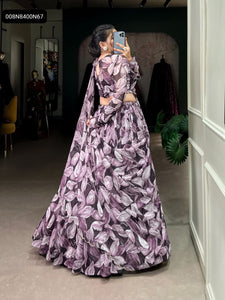 Premium Tabby Silk Printed Lehenga Choli with Glamorous Hotfix Work for Festive Weddings