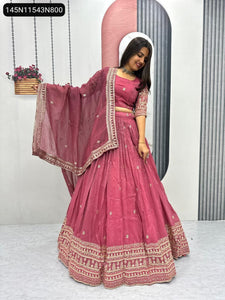 TRENDBUY Gold Crush Embroidered Lehenga Choli with Sequence Dupatta