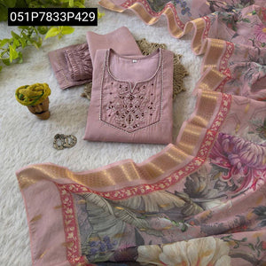 TRENDBUY Hand Embroidered Roman Silk Kurta Set with Chanderi Jaqucart Dupatta