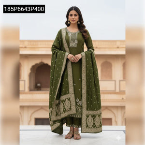 TRENDBUY Hand Work Muslin Viscose Kurti Set with Dupatta & Pants