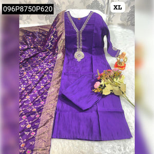 TRENDBUY Hand Work Viscose Kurti Set with Dupatta & Pants