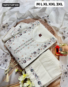 TRENDBUY Hand Work Viscose Kurti Set with Dupatta & Pants